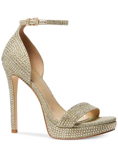 Michael Michael Kors Women's Jordyn 121mm Metallic Crystal-embellished Platform Sandals In Gold