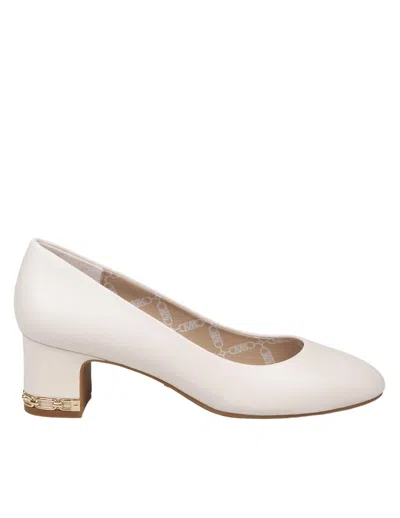 Michael Michael Kors June Flex Mid Pump In Cream Color Leather In Light Cream