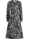 Michael Michael Kors Kate Botanical-print Dress In Black