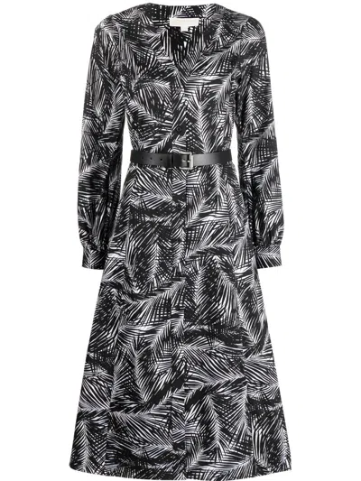 Michael Michael Kors Kate Botanical-print Dress In Black