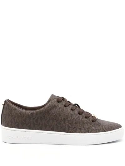 Michael Michael Kors Keaton Logo-print Sneakers In Brown