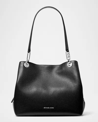 Michael Michael Kors Kensington Large Leather Shoulder Tote Bag In Black