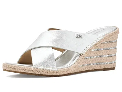Michael Michael Kors Kenzie Wedge Sandals In Silver