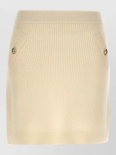 Michael Michael Kors Knit Mini Skirt Decorative Buttons Waistband In Neutral