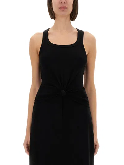 Michael Michael Kors Knit Tank Top With Front Lacing In Black