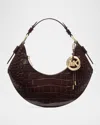 Michael Michael Kors Koa Croc-embossed Leather Shoulder Bag In Red