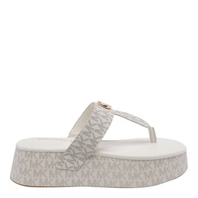 Michael Michael Kors Logo-detail Round-toe Sandals In White