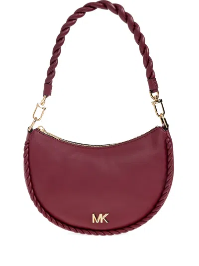Michael Michael Kors Kyla Braided-trim Half-moon Shoulder Bag In Red