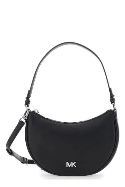 Michael Michael Kors Black Shoulder Bag With Metallic Logo Imprinted On The Front And Removable Shoulder Strap In Leather