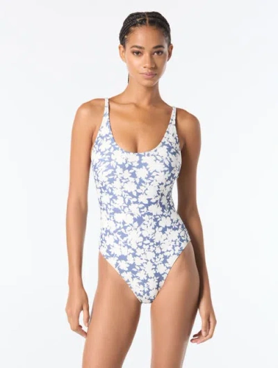 Michael Michael Kors Lace Back One Piece Swimsuit In Blue