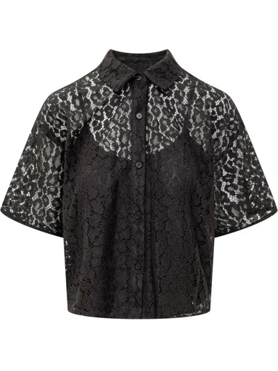 Michael Michael Kors Lace Cropped Shirt In Black