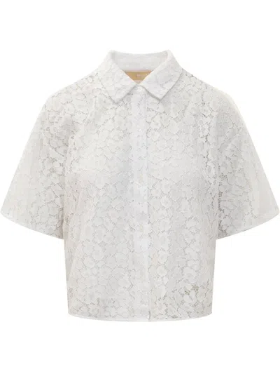 Michael Michael Kors Lace Cropped Shirt In White