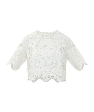 Michael Michael Kors Lace Cropped T-shirt In White