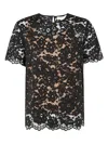 Michael Michael Kors Short Sleeves Floral Lace Tshirt In Black