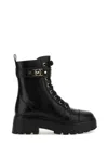 Michael Michael Kors Buckle-strap Lace-up Combat Boots In Black