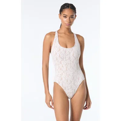 Michael Michael Kors Lace Up Cross Back One Piece In White