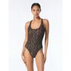 Michael Michael Kors Lace Up Cross Back One Piece In Black