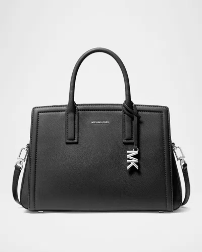 Michael Michael Kors Laila Medium Leather Satchel Bag In Black