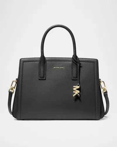 Michael Michael Kors Laila Medium Leather Satchel Bag In Black