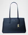 Michael Michael Kors Laila Medium Leather Tote Bag In Navy