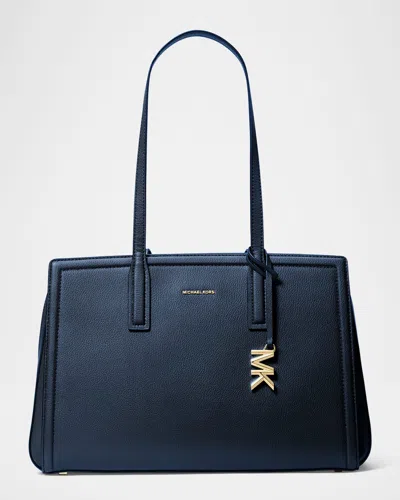 Michael Michael Kors Laila Medium Leather Tote Bag In Navy