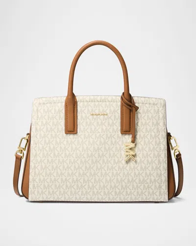 Michael Michael Kors Laila Medium Logo Satchel Crossbody Bag In White