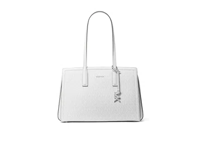 Michael Michael Kors Laila Medium Tote Tote Handbags Optic White/aluminum: Md