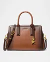 Michael Michael Kors Laila Small Faded Leather Satchel Crossbody Bag In Brown