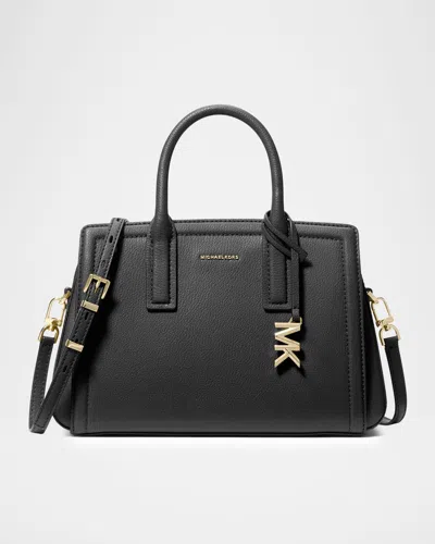 Michael Michael Kors Laila Small Leather Satchel Bag In Black