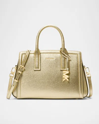 Michael Michael Kors Laila Small Metallic Satchel Bag In Pale Gold