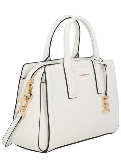Michael Michael Kors Laila Small Pebbled Leather Satchel In White