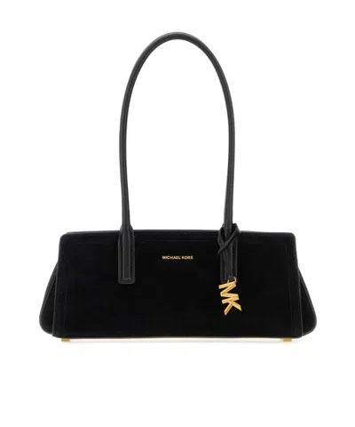 Michael Michael Kors Small Laila Suede Shoulder Bag In Black