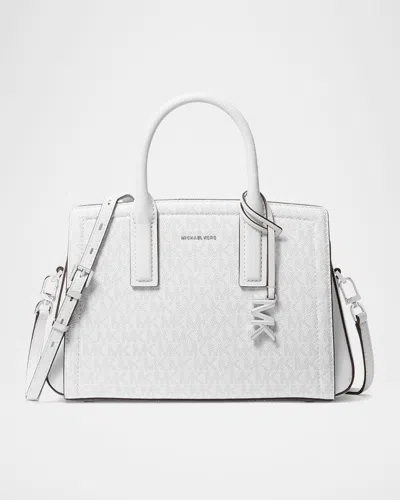 Michael Michael Kors Laila Small Signature Logo Satchel Bag In Opt/allum