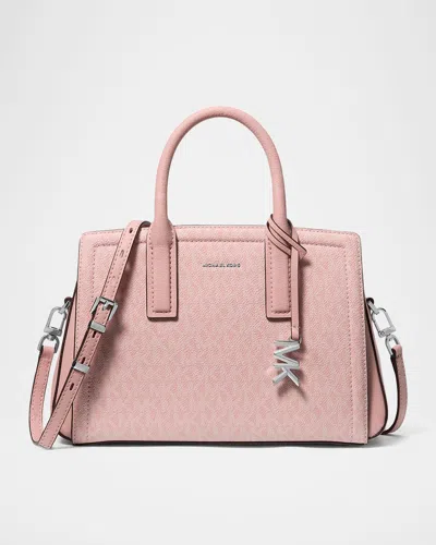Michael Michael Kors Laila Small Signature Logo Satchel Bag In Smokey Ros