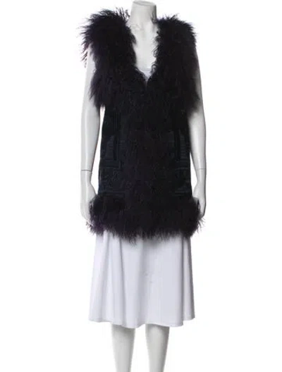 Pre-owned Michael Michael Kors Lamb Fur Fur Jacket In Blue