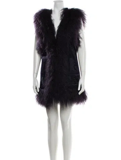 Pre-owned Michael Michael Kors Lamb Fur Fur Jacket In Blue
