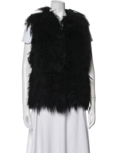 Pre-owned Michael Michael Kors Lamb Fur Vest In Black