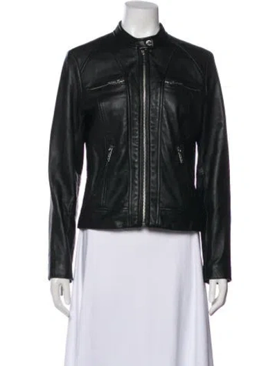 Pre-owned Michael Michael Kors Lamb Leather Biker Jacket In Black