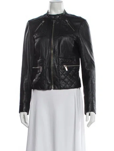 Pre-owned Michael Michael Kors Lamb Leather Biker Jacket In Black