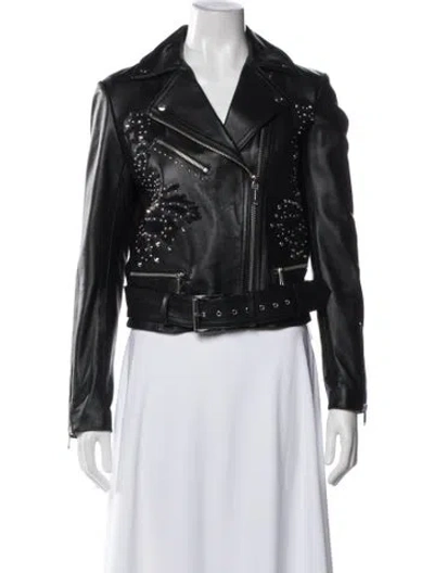 Pre-owned Michael Michael Kors Lamb Leather Biker Jacket In Black