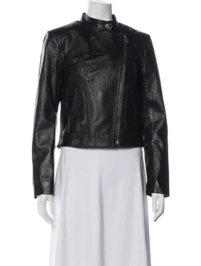 Pre-owned Michael Michael Kors Lamb Leather Biker Jacket In Black