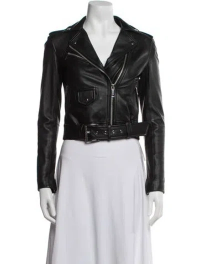 Pre-owned Michael Michael Kors Lamb Leather Biker Jacket In Black
