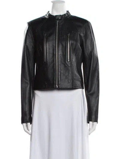 Pre-owned Michael Michael Kors Lamb Leather Biker Jacket In Black