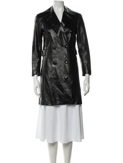 Pre-owned Michael Michael Kors Lambskin Trench Coat In Black