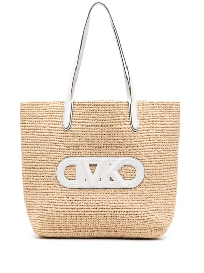Michael Michael Kors Large Eliza Interwoven Tote Bag In Neutrals