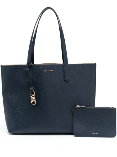 Michael Michael Kors Large Eliza Reversible Leather Tote Bag In Navy Blue