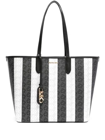 Michael Michael Kors Large Eliza Striped Tote Bag In Black