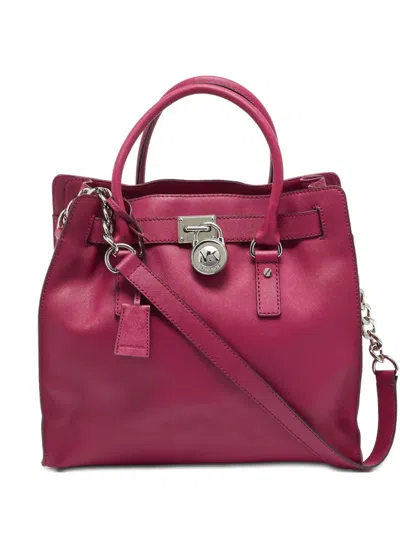 Pre-owned Michael Michael Kors Large Hamilton Leather Tote Bag In Pink