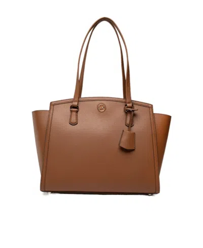 Michael Michael Kors Large Logo Embossed Handbag In Brown