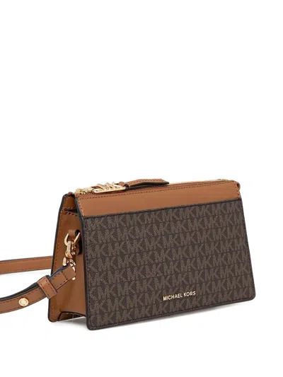 Michael Michael Kors Large Monogram Zip-top Cross-body Bag In Brown